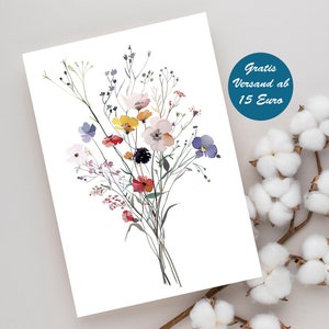 Liebevoll gestaltete Grußkarte für Frauen mit Blumen Motiv, z.B. als Muttertagsgeschenk Geburtstagskarte für jeden Anlass