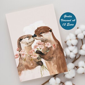 Vouwkaart als cadeau-idee voor een verjaardag als cadeau met ottermotief ansichtkaart verjaardagscadeau wenskaart