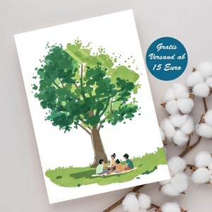Grußkarte für Natur Liebhaber Klappkarte zum Muttertag Geschenkideen minimalistisch Geburtstagskarte Frau Mann Postkarte mit Baum Motiv