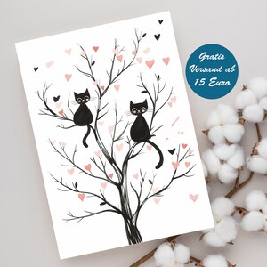 Handgefertigte Postkarte als Grußkarte für Katzenliebhaber Geburtstagskarte Klappkarte in minimalistischen Design für jeden Anlass
