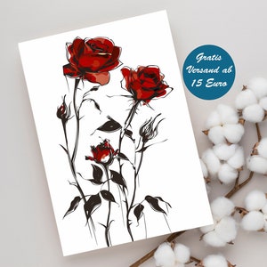 Liebevoll gestaltete Grußkarte mit Rosen Motiv Geburtstagskarte für die Frau Blumen Motiv kleine Liebesbotschaft
