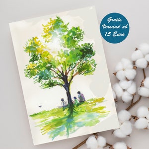 Grußkarte für Natur Liebhaber Klappkarte zum Muttertag Geschenkideen minimalistisch Geburtstagskarte Frau Mann Postkarte mit Baum Motiv