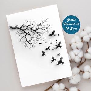 Grußkarte mit Vogel Motiv Klappkarte für Geburtstag Geschenk Grußkarte Geburtstagsgeschenk Karte für Erwachsene Beileid