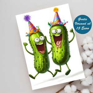 Zauberhafte Grußkarte mit lustigem Gurken Motiv für besondere Anlässe Geburtstag Postkarte Klappkarte Party Einladungskarte