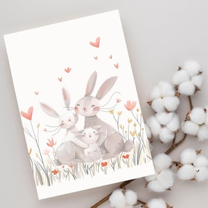Grußkarte als Geschenkidee zum Geburtstag Ostern Geschenk Hasen Motiv Grußkarte Geburtstagsgeschenk für Frauen oder Kinder
