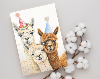 Geburtstagskarte Mit Alpakas Grußkarte für Erwachsene und Kinder Klappkarte zum Geburtstag Postkarte  Geschenk Geburtstagskarte Frau