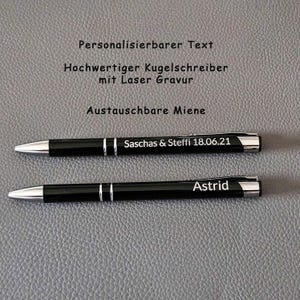 Schwarzer Kugelschreiber mit Gravur Personalisiertes Geschenk Geschenkidee Geburtstag Weihnachten Vatertag Abschluss Jubiläum