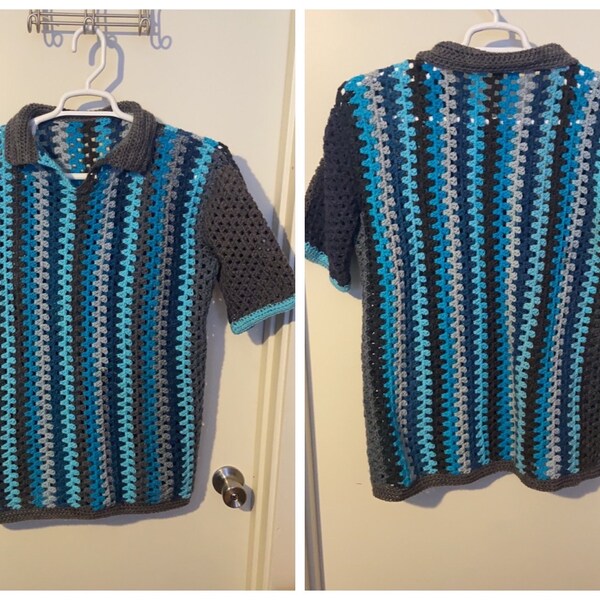 Blue Striped Polo - X Large