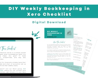 Lista de verificação de contabilidade semanal faça você mesmo no Xero para empreendedores e proprietários de pequenas empresas | ElevACE Consulting | Download digital | PDF para impressão