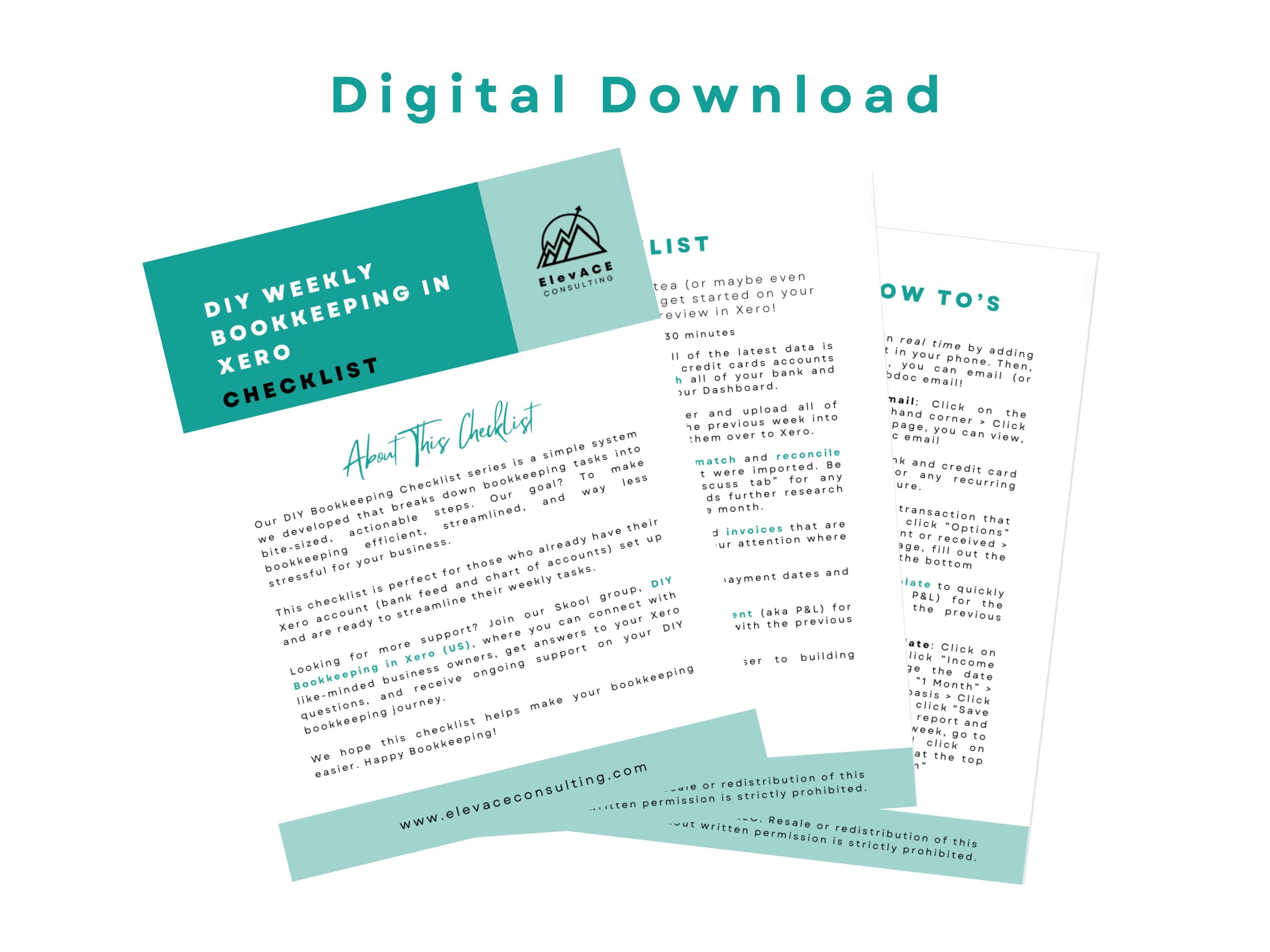 DIY Weekly Bookkeeping Checklist in Xero for Entrepreneurs and Small ...