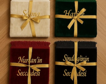 Personalized Prayer Mat with Name – Custom Embroidered Sajadah – Islamic Gift for Muslim, Eid, Ramadan