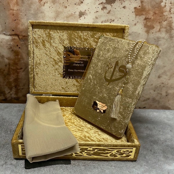 Lux Quran Gift Set, Ramadan Gift, Velvet Dua Book,Eid Gifts, Muslim Birthday Gifts, Muslim Wedding Gift Set, Decorative Quran Box, Quran