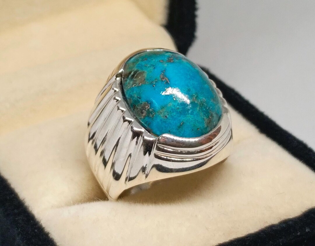 Natural Nishapuri Turquoise Sterling Silver 925 Handmade Ring Rare ...