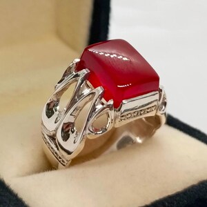 Real Red Agate Sterling Silver 925 Handmade Elegant Silver Red Agate Men Ring, Beautiful Red Agate Ring, Gift for him