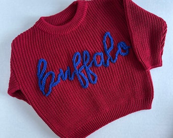 Buffalo NY Baby Sweater | Buffalo Bills Football Baby Sweater | Embroidered Baby Sweater | Buffalo Baby Gift | Personalized Baby Sweater |