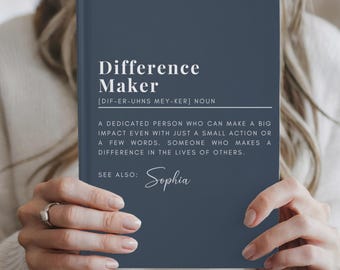 Personalized Difference Maker Journal, Coworker Birthday Gift, Difference Maker Definition Gift, Mentor Appreciation Gift, Leader Gift