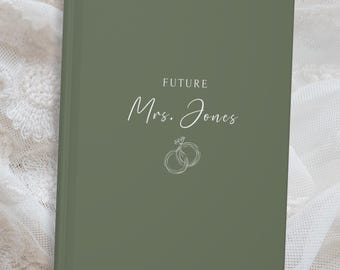 Personalized Wedding Planning Journal Matte Hardcover Engagement Gift for Her, Custom Name 2025 Bride to Be Bridal Shower Gift, Future Mrs
