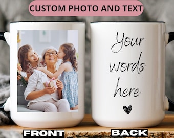 Custom Photo Mug Grandma, Personalized Photo for Grandma, Photo Mug Mom, Mug With Photo and Text, Personalized Photo Coffee Mug, Picture Cup