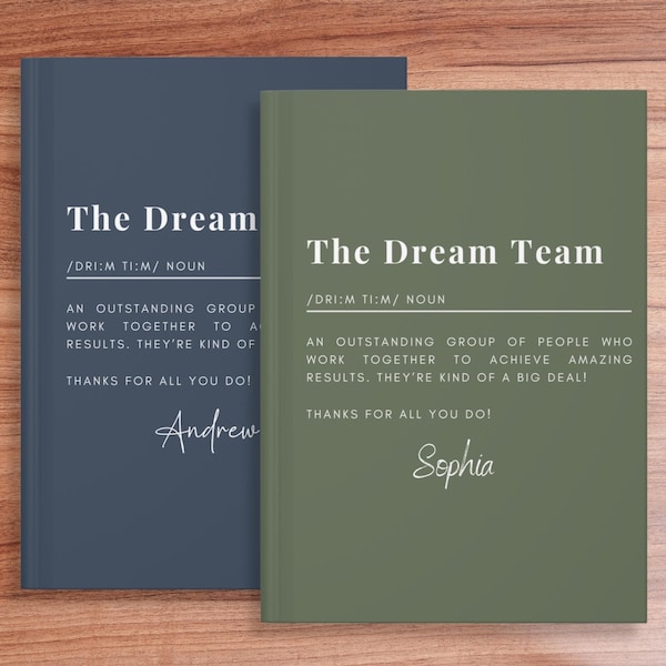 Custom Dream Team Journal, Personalized Corporate Notebook, Team Appreciation Gift, Employee Thank You Gift, Dream Team Notebook, Team Gift