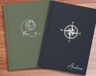 Personalized Travel Journal, Adventure Journal, Travel Gift, Lined Journal, Customized Journal with Compass, Personalised Adventure Journal