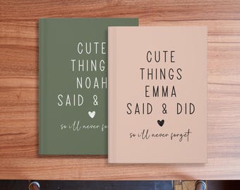 Personalized Journal, Things My Kids Say Journal, Kids Memories Notebook, Baby Shower Gift for Mom, Gift for New Mom, Childhood Memory Book