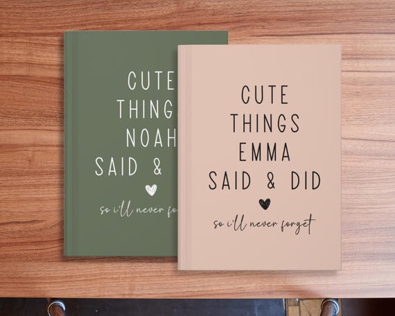 Personalized Journal, Things My Kids Say Journal, Kids Memories Notebook, Baby Shower Gift for Mom, Gift for New Mom, Childhood Memory Book