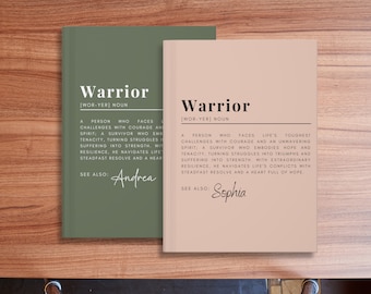 Personalized Warrior gift for Cancer Survivors, Warrior definition Journal, Breast cancer gifts for her, Motivation gift, Encouragement gift