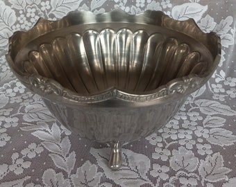Antique Silver Plated Footed Bowl with Scalloped Edge