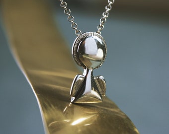 Sterlingzilveren engelhangerketting: handgemaakte 925 zilveren sieraden