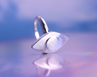 Sterling Silver Eye Ring: Handmade Minimalist Statement Ring
