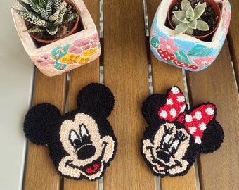 Mickey & Minnie Mouse Coasters , Punch Needle Mug Rug, Gift Idea , Handmade gift,