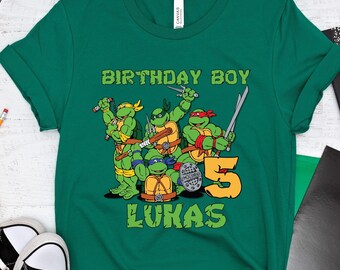 Turtles Birthday Boy Shirt, Turtles Matching T Shirt,Custom Turtle Birthday Party Shirts,Movie Toddler Tee,Anime Boy Tee,Green Turtles Shirt