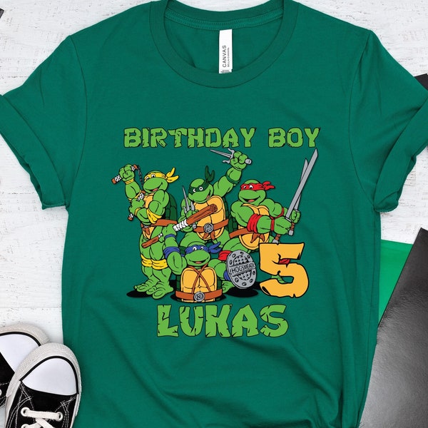 Turtles Birthday Boy Shirt, Turtles Matching T Shirt,Custom Turtle Birthday Party Shirts,Movie Toddler Tee,Anime Boy Tee,Green Turtles Shirt