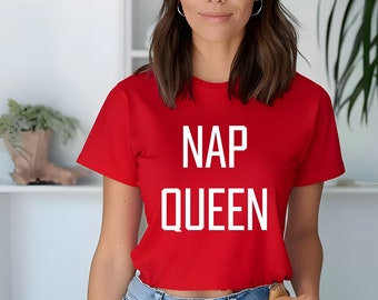 Tee Shirt Top Eco ,NAP QUEEN Organic T-shirt, Friendly High Quality Water based print , Sleep, Lazy, Rest