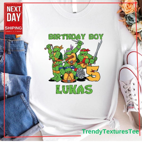 Turtles Birthday Boy Shirt, Turtles Matching T Shirt,Custom Turtle Birthday Party Shirts,Movie Toddler Tee,Anime Boy Tee,Green Turtles Shirt