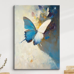 Colorful Butterfly Abstract Oil Painting Framed Print & Framed Canvas Portrait Wall Art Poster Home Decor Interior Butterfly Lover Gift