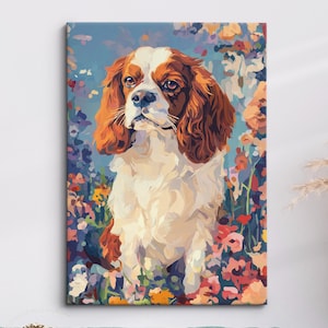 King Charles Spaniel Abstract Oil Painting Framed Canvas & Framed Print Large Sizes Wall Art Poster Pet Home Decor Interior Dog Lover Gift