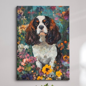 King Charles Spaniel Abstract Oil Painting Framed Canvas & Framed Print Large Sizes Wall Art Poster Pet Home Decor Interior Dog Lover Gift