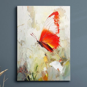 Colorful Butterfly Abstract Oil Painting Framed Print & Framed Canvas Portrait Wall Art Poster Home Decor Interior Butterfly Lover Gift