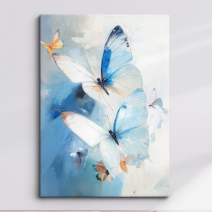 Colorful Butterfly Abstract Oil Painting Framed Print & Framed Canvas Portrait Wall Art Poster Home Decor Interior Butterfly Lover Gift