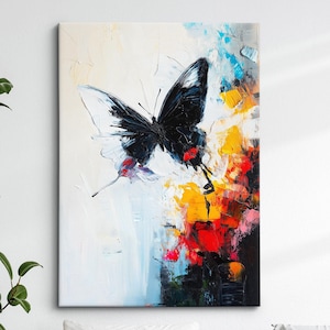 Colorful Butterfly Abstract Oil Painting Framed Print & Framed Canvas Portrait Wall Art Poster Home Decor Interior Butterfly Lover Gift