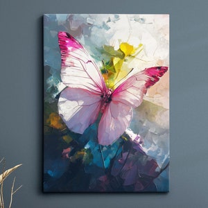 Colorful Butterfly Abstract Oil Painting Framed Print & Framed Canvas Portrait Wall Art Poster Home Decor Interior Butterfly Lover Gift