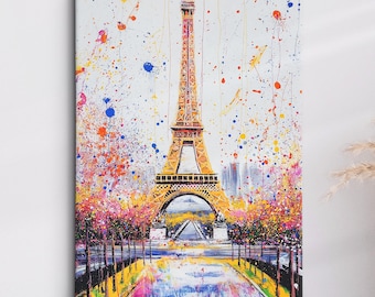 Paris Eiffel Tower Abstract Oil Painting Framed Print & Framed Canvas Large Sizes Wall Art Poster Travel France Home Decor Interior Gift