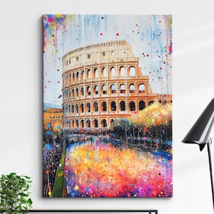 Historic Colosseum Rome Italy Abstract Oil Painting Framed Print & Framed Canvas Large Sizes Wall Art Poster Home Decor Interior Gift Idea