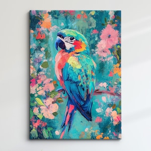 Parrot Macaw Abstract Oil Painting Framed Print & Framed Canvas Portrait Wall Art Poster Parrot Home Decor Interior Animal Lover Gift Idea