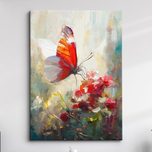 Colorful Butterfly Abstract Oil Painting Framed Print & Framed Canvas Portrait Wall Art Poster Home Decor Interior Butterfly Lover Gift