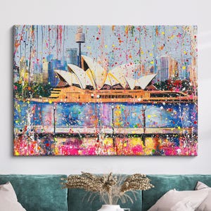 Sydney Opera House Landmark Abstract Oil Painting Framed Print & Framed Canvas Large Sizes Wall Art Poster Travel Home Decor Interior Gifts