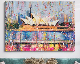 Sydney Opera House Landmark Abstract Oil Painting Framed Print & Framed Canvas Large Sizes Wall Art Poster Travel Home Decor Interior Gifts