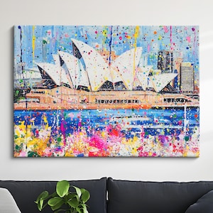 Sydney Opera House Landmark Abstract Oil Painting Framed Print & Framed Canvas Large Sizes Wall Art Poster Travel Home Decor Interior Gifts