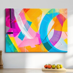 Colorful Abstract Canvas Art - Modern Minimalist Wall Decor - Vibrant Geometric Painting for Home and Office - Contemporary Art Gift Idea